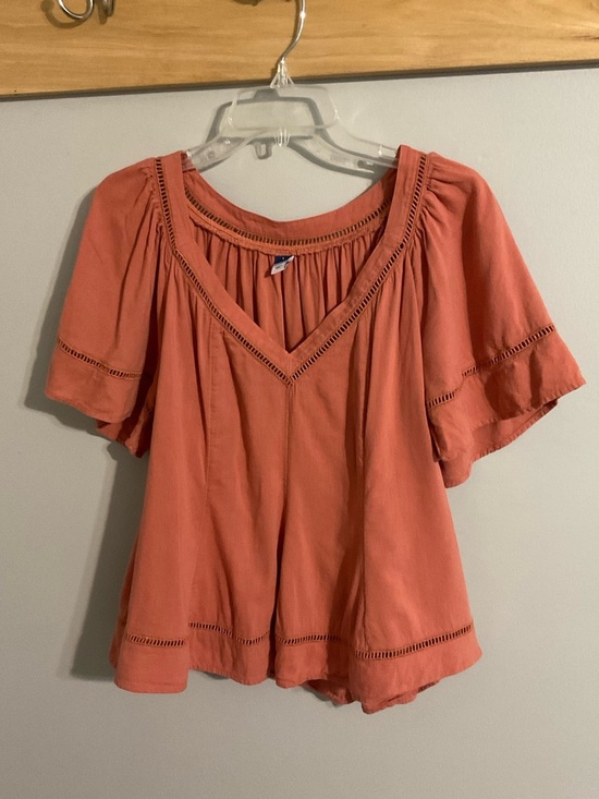 Old Navy Tops - Old Navy Coral Peasant Blouse with Gathered V-Neck Large